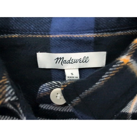 Madewell Flannel Oversized Ex-Boyfriend Shirt Blue Plaid Size Small Women's NWT - Picture 6 of 7